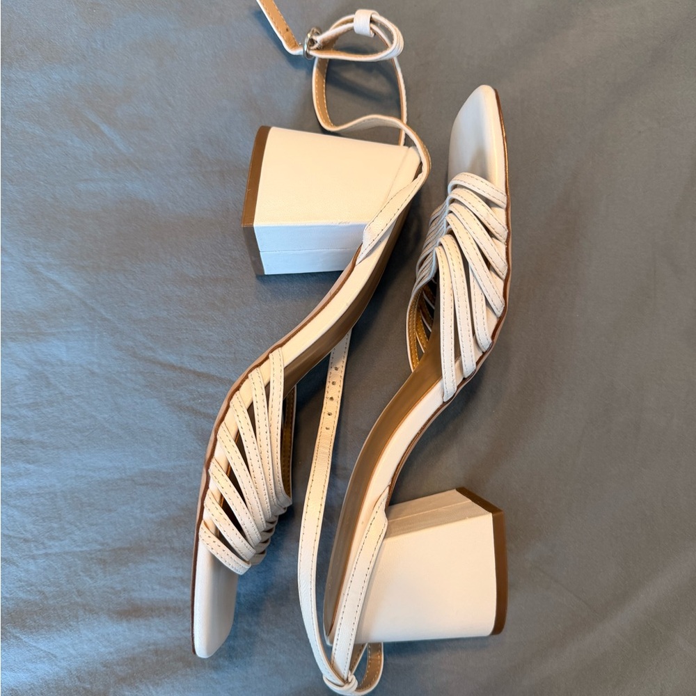 Ann Taylor White Block Heel Sandals Size 8